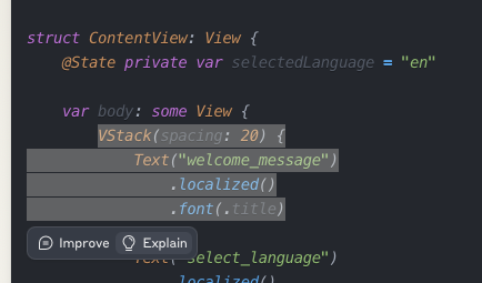 Screenshot of Claude's explain this feature for code explanation
