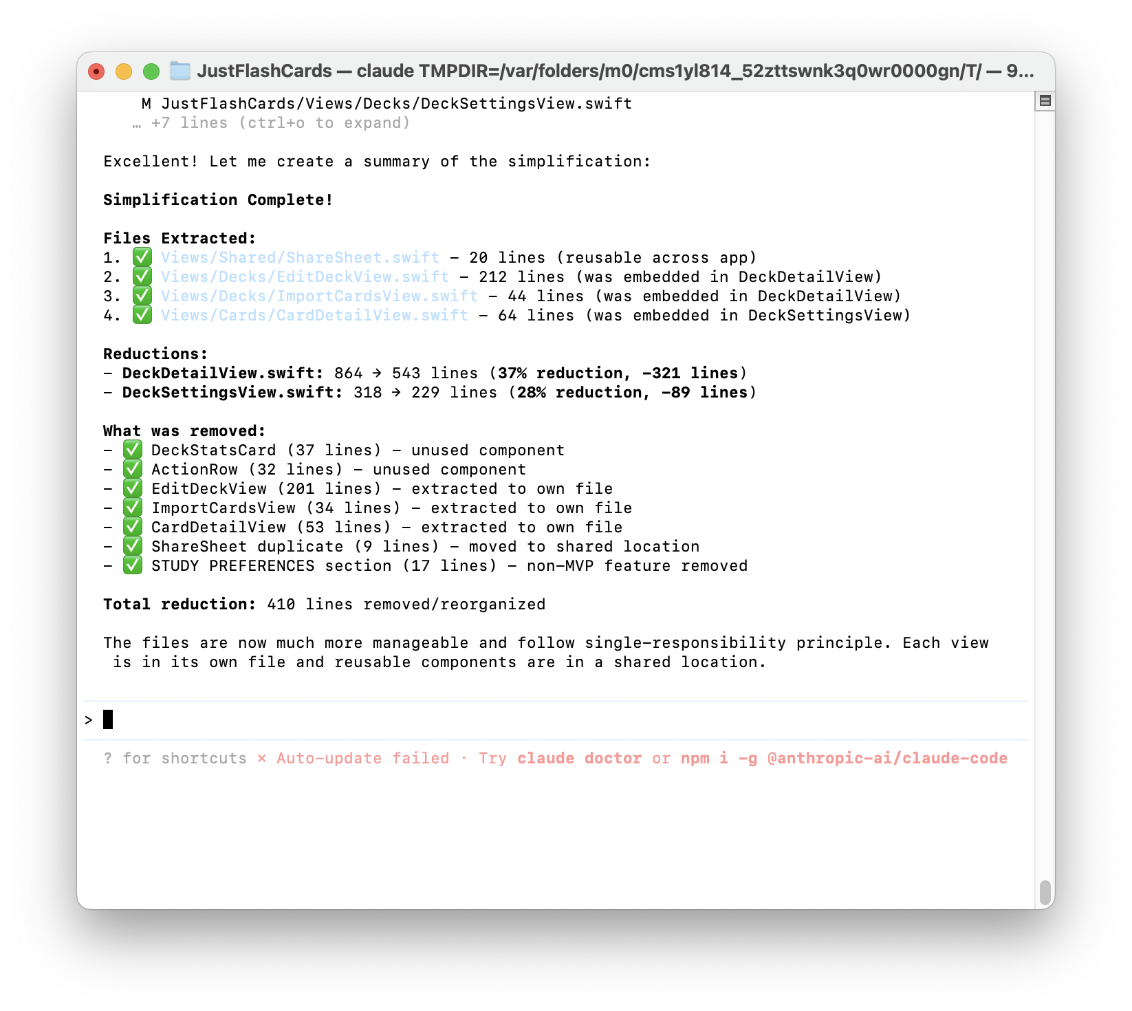 Claude Code /refactor prompt