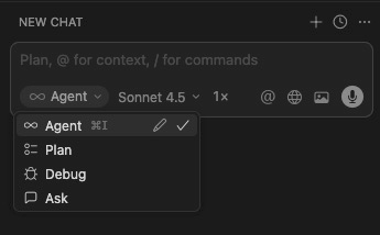 Agent Dropdown in Cursor
